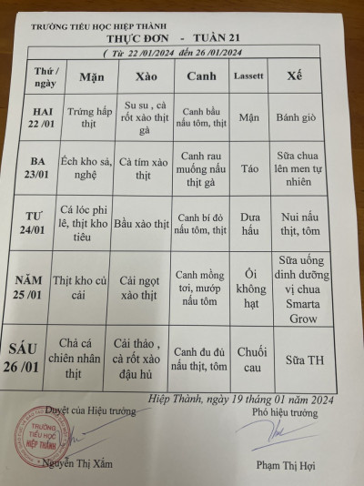 Thực đơn tuần 21